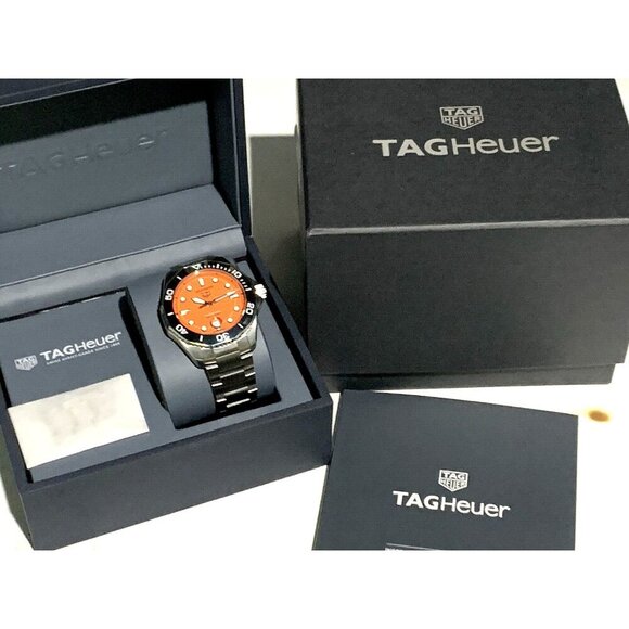 Tag Heuer Men's Watch WBP201F Aquaracer Swiss Automatic Orange Dial Steel 43mm - Picture 3 of 14